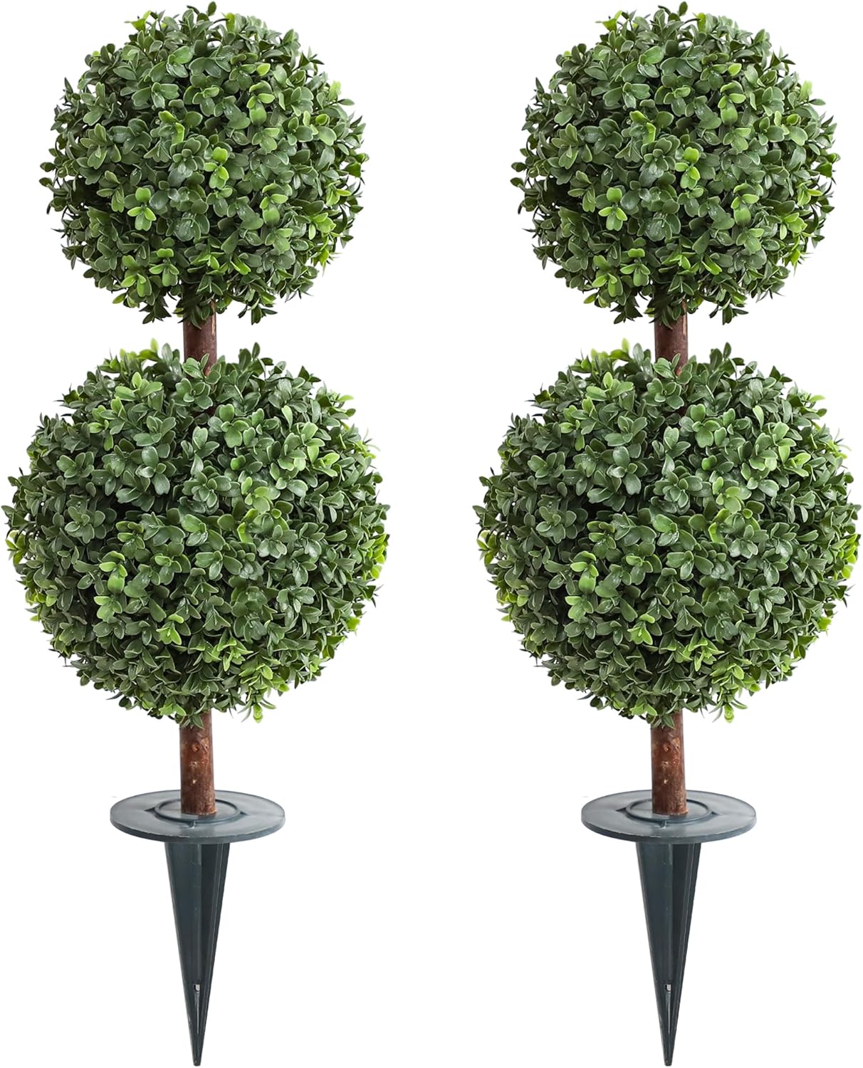 Momoplant Artificial Topiary Double Ball Trees 27 Inch 2 Pack