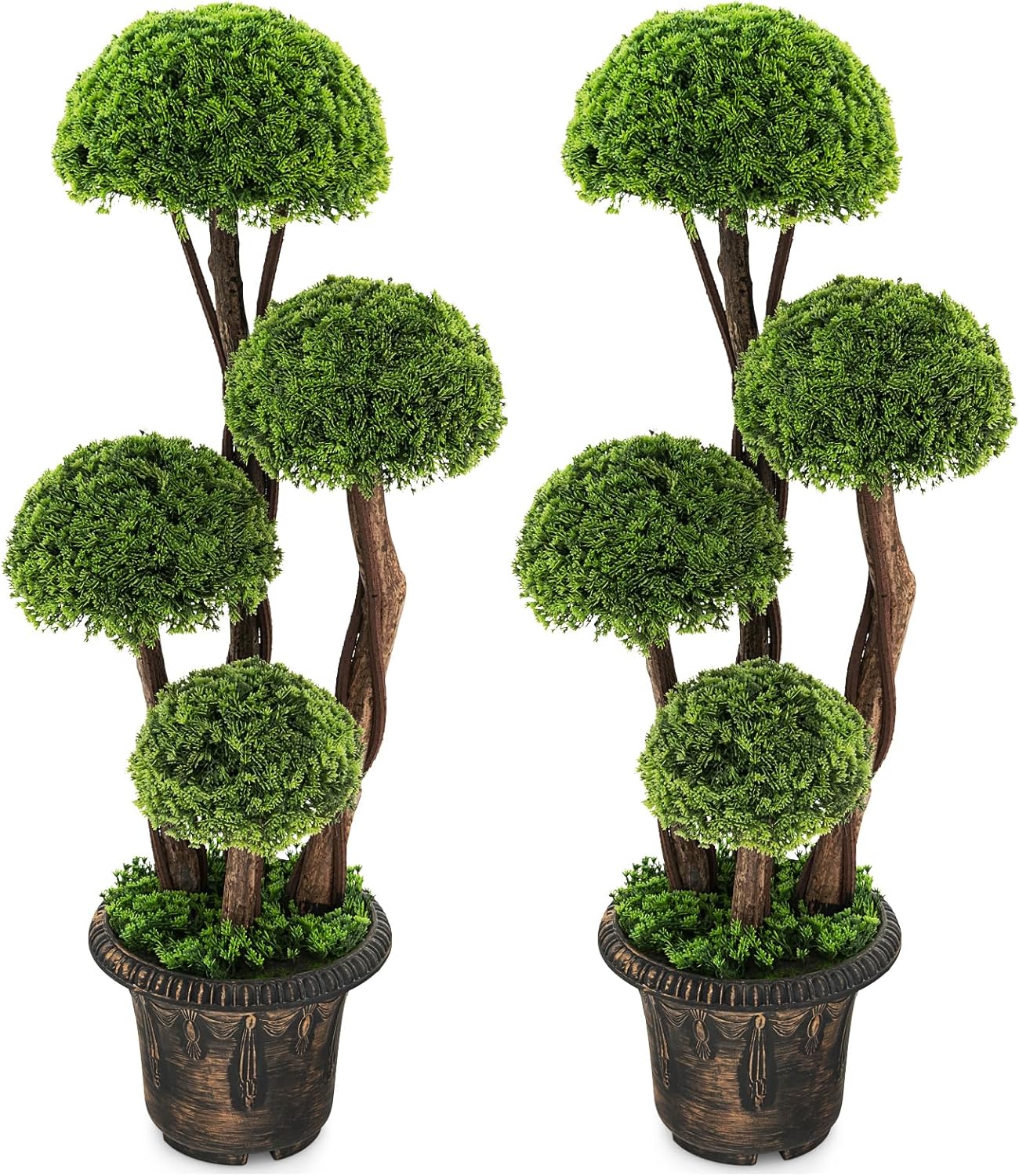 Goplus Artificial Cypress Topiary Ball Tree 2 Pack 3 Ft