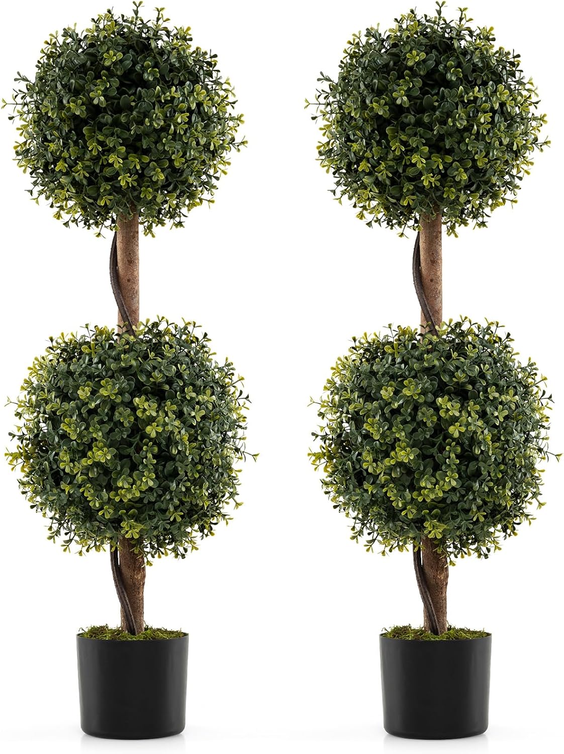 Goplus 3 Ft Artificial Boxwood Topiary Trees Set of 2