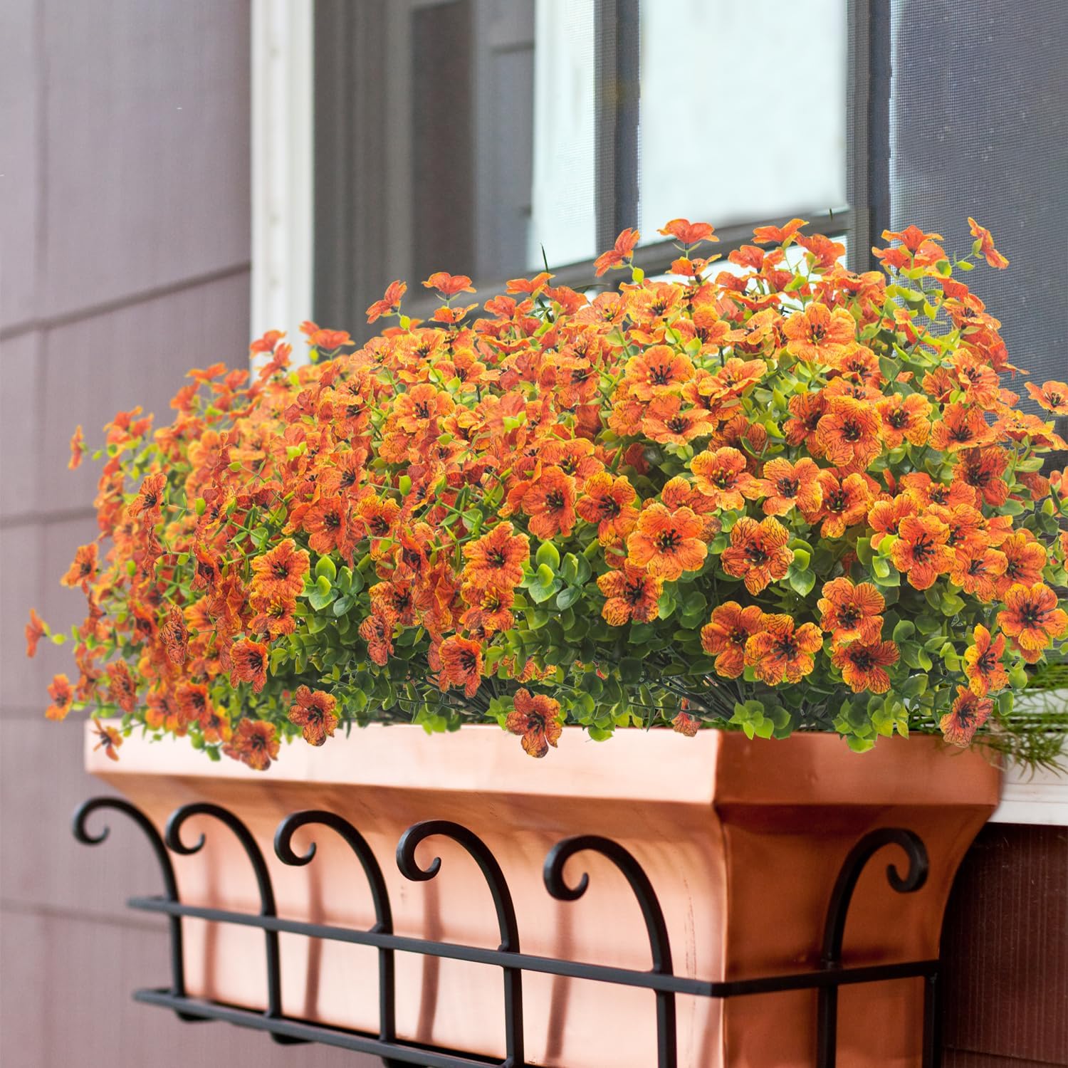 10 Bundles Artificial Fall Flowers UV Resistant Fake Flowers Orange