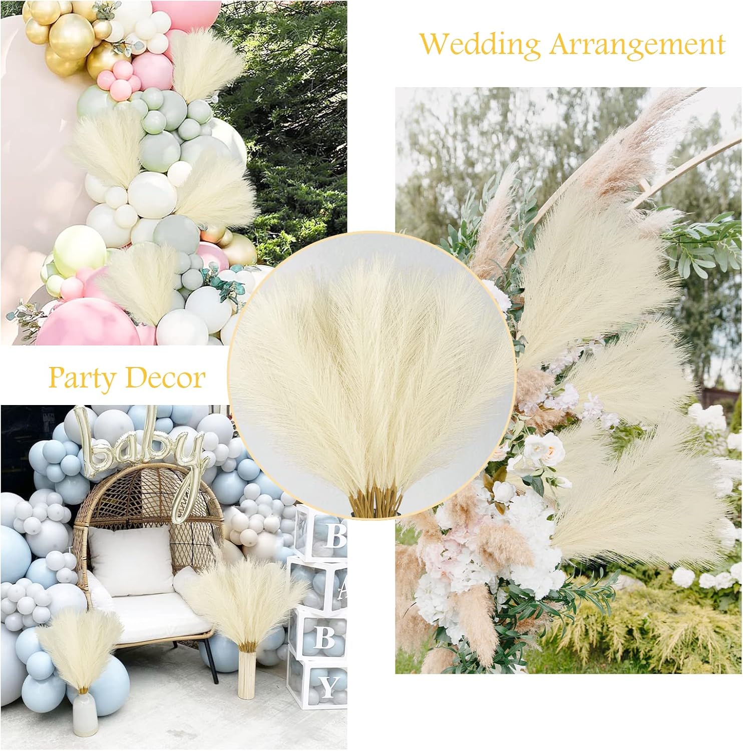 50PCS Beige Artificial Pampas Grass Decor