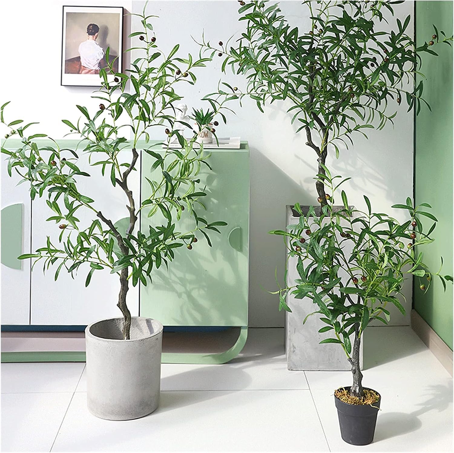31 Inch Artificial Tree with Silk Olive Leaves and Fruits