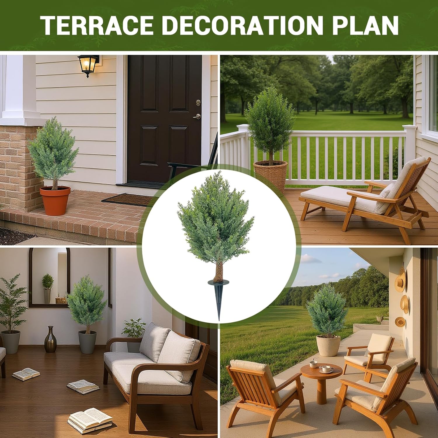 30 Artificial Cypress Topiary Ball Trees Set of 2