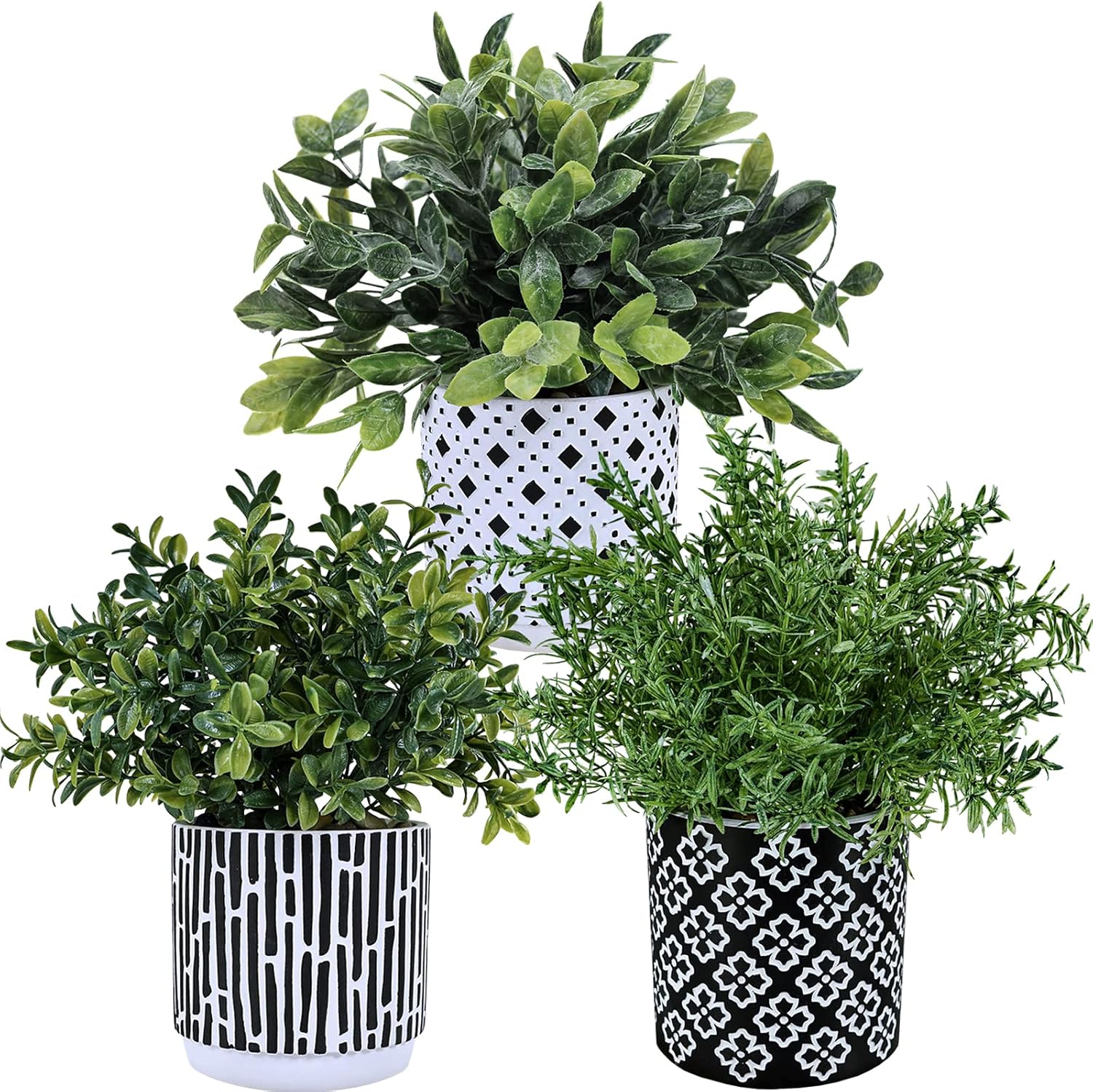 Winlyn 3-Pack Artificial Plants in Concrete Pots