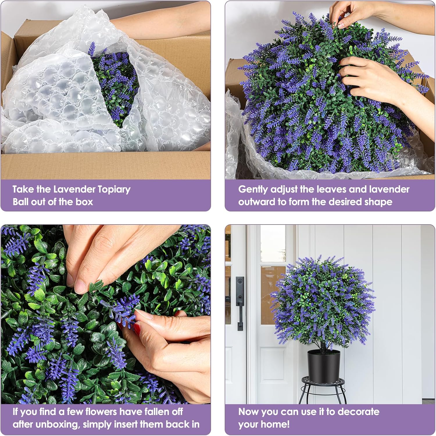 216 Inch Artificial Lavender Topiary Trees Set of 2