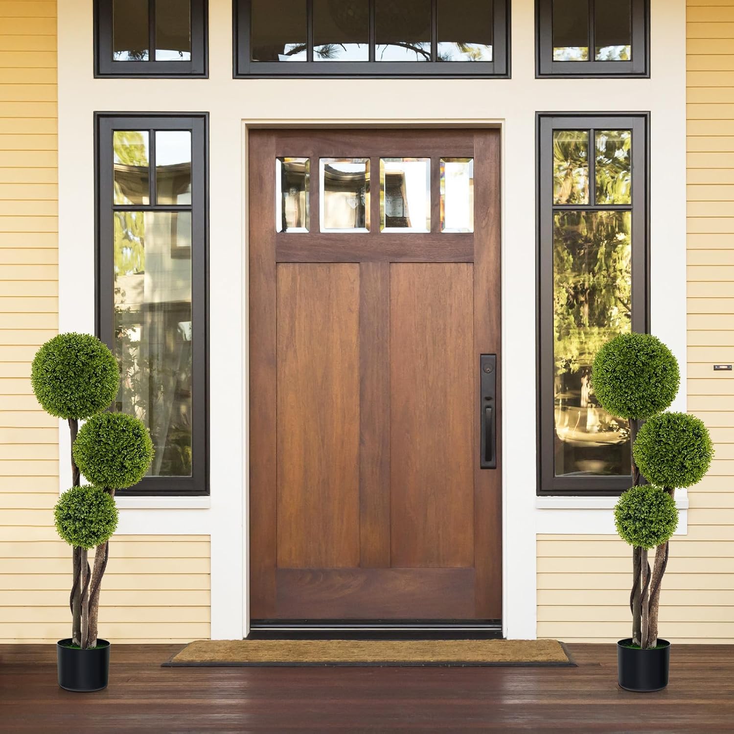 Goplus 4ft Artificial Boxwood Topiary Ball Tree