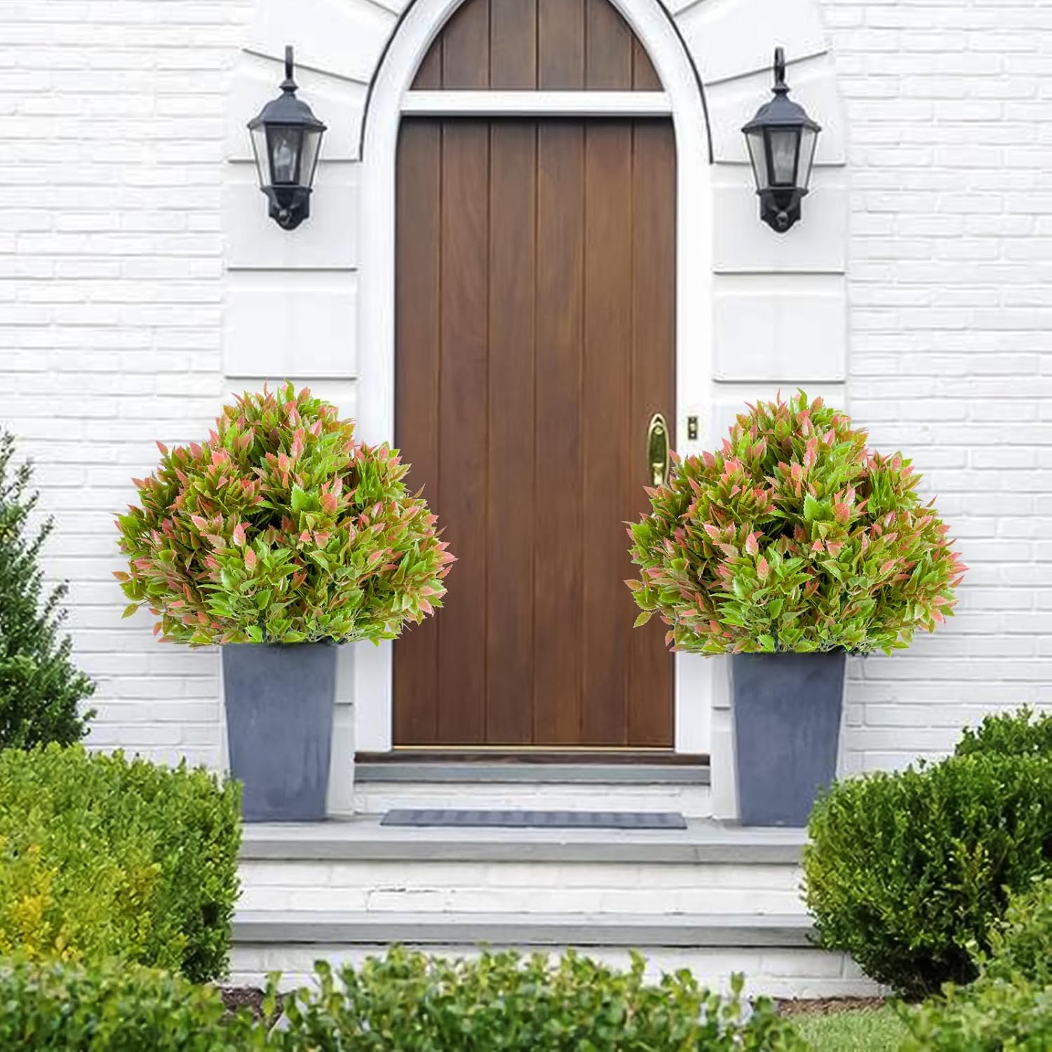 236 Inch Artificial Topiary Trees Set of 2 with Ground Spike
