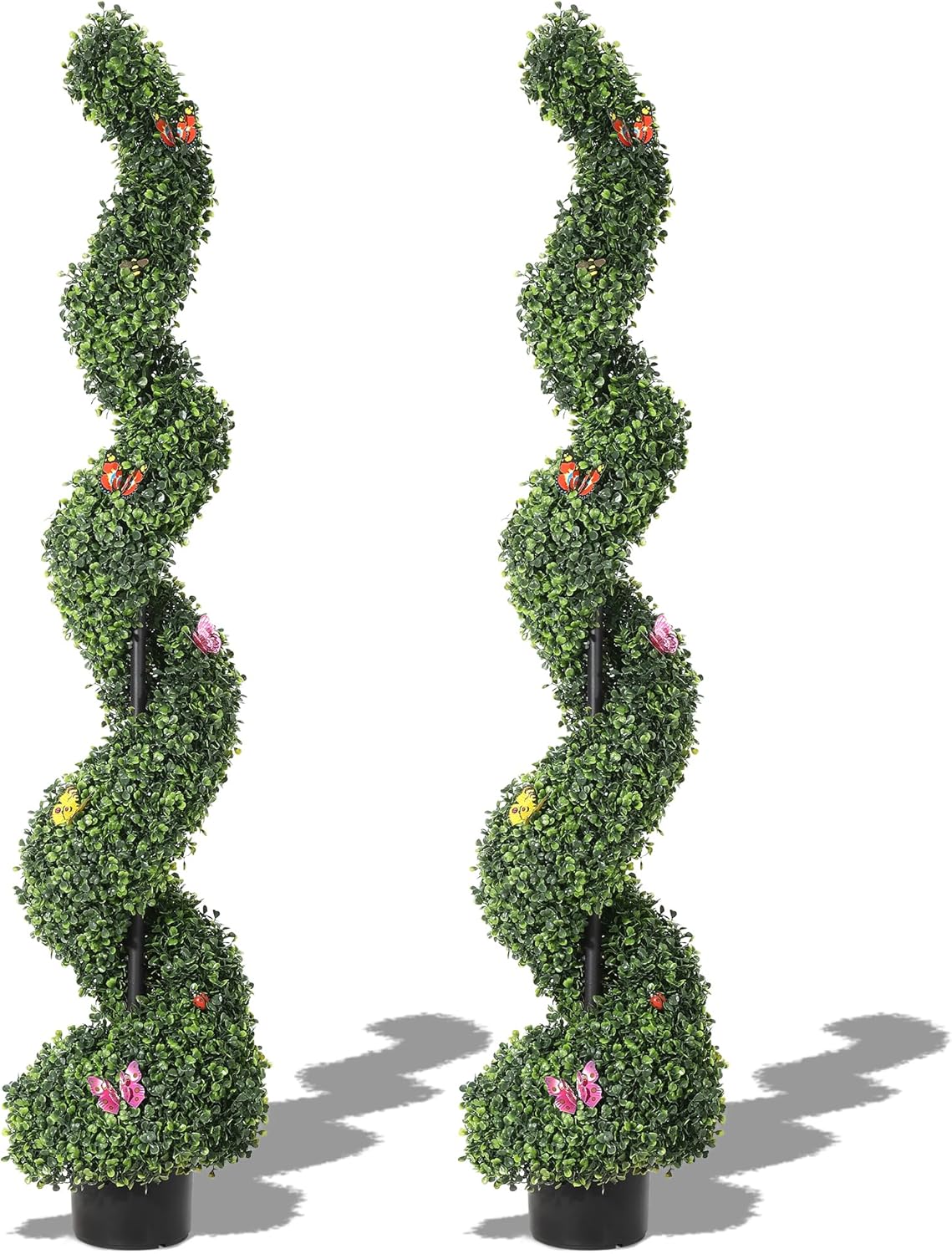 GarveeHome 5 Ft Artificial Boxwood Spiral Topiary Trees