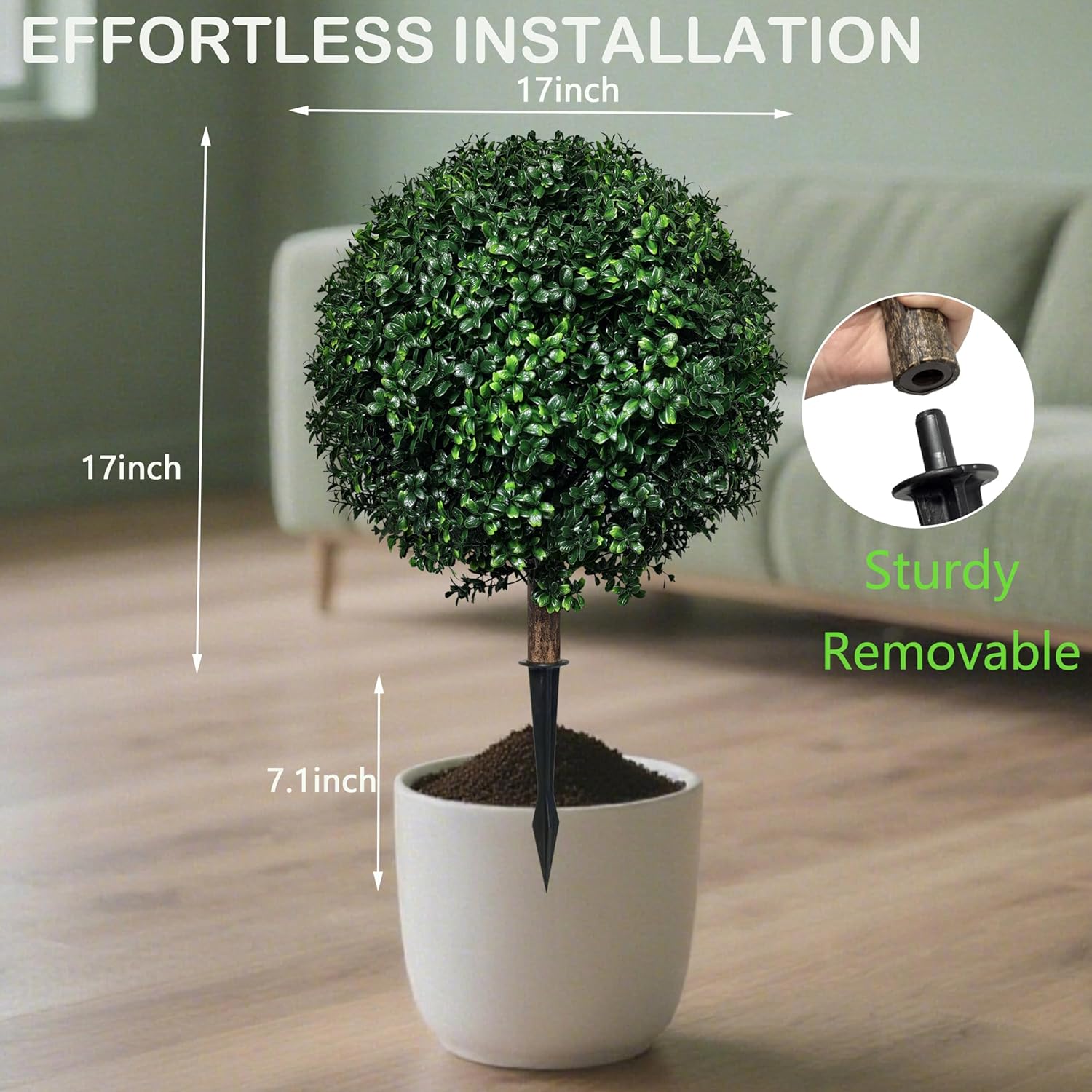 Realistic Artificial Boxwood Ball Topiary Set of 2