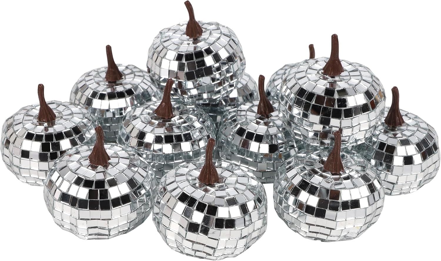 Winemana 12 Pack Silver Glitter Pumpkins Fall Decor