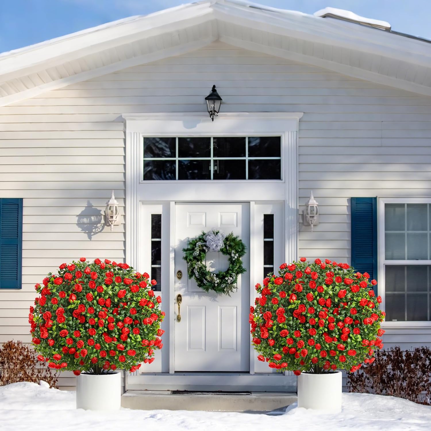 Artificial Rose Topiary with Ground Spikes UV Resistant 236 Inch
