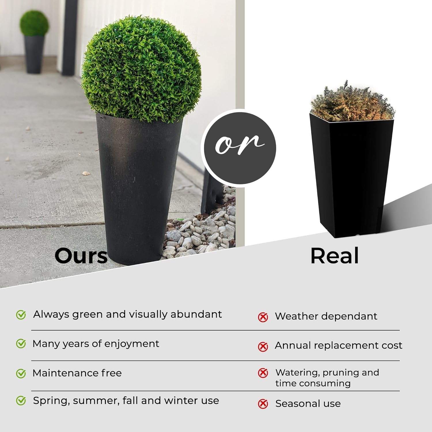 365 Curb Appeal Set of 2 Large Topiary Balls
