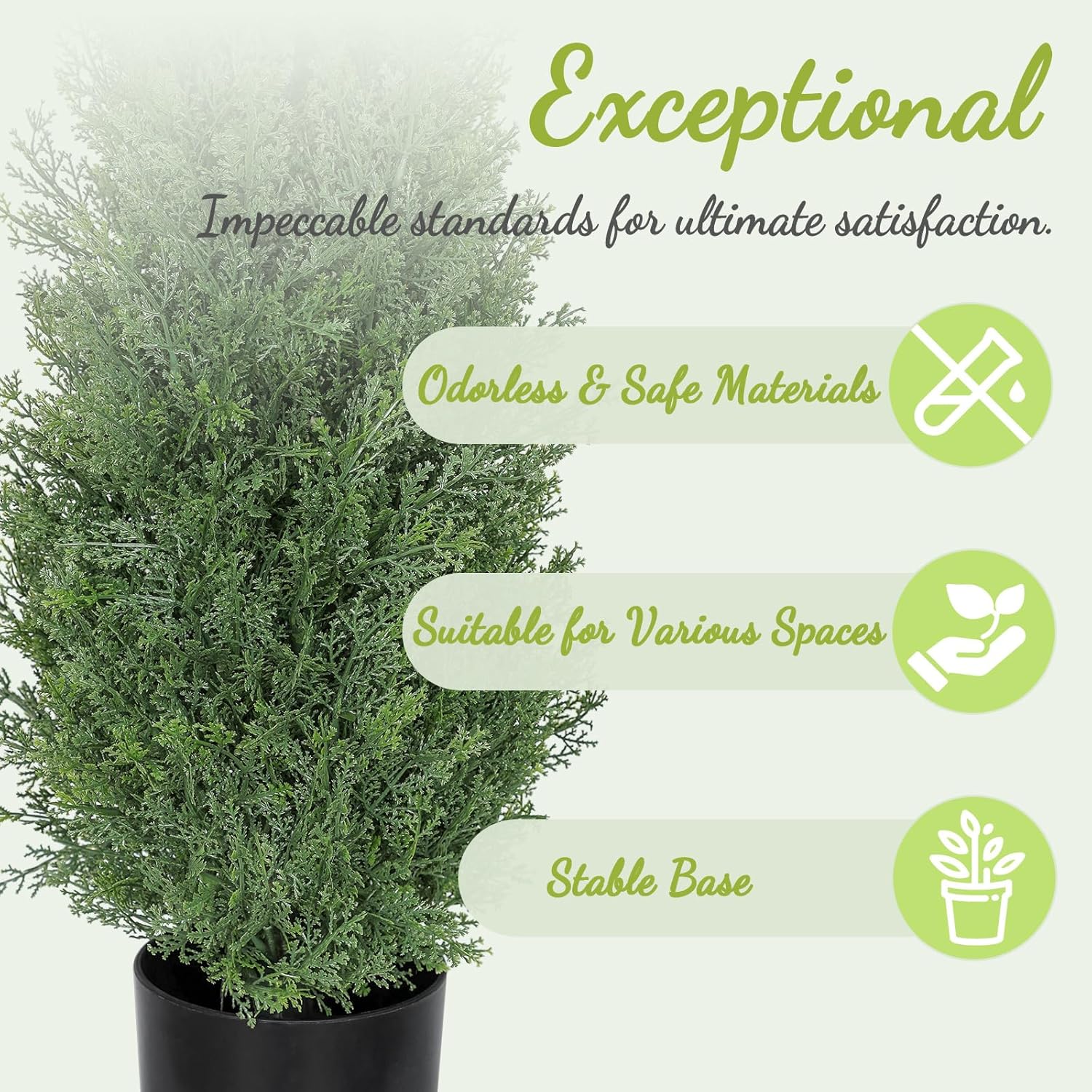 MANASENLUSH Artificial Cedar Topiary Trees 3FT Set of 2