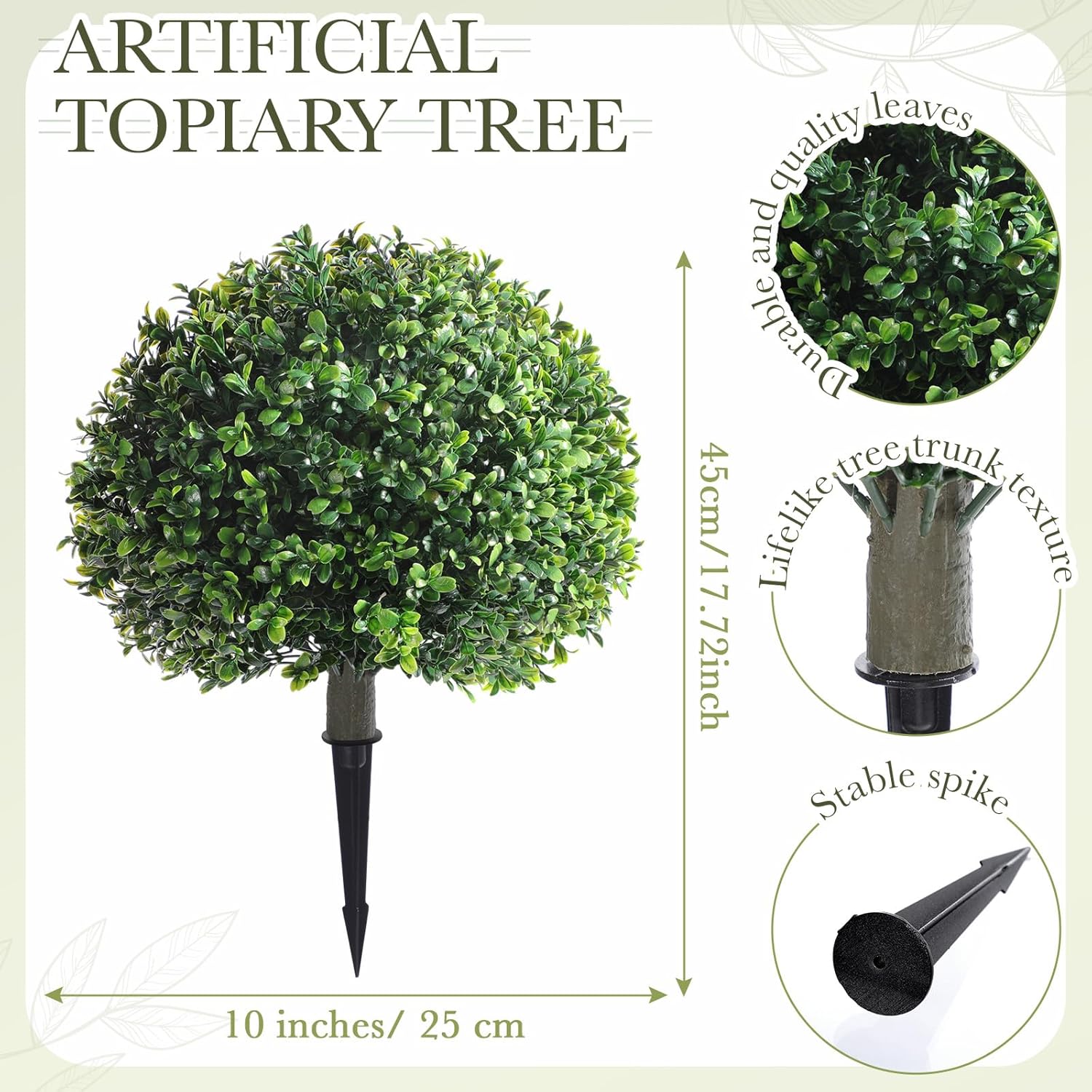Yunlly 4 Pack 18 Inch Artificial Boxwood Topiary Trees