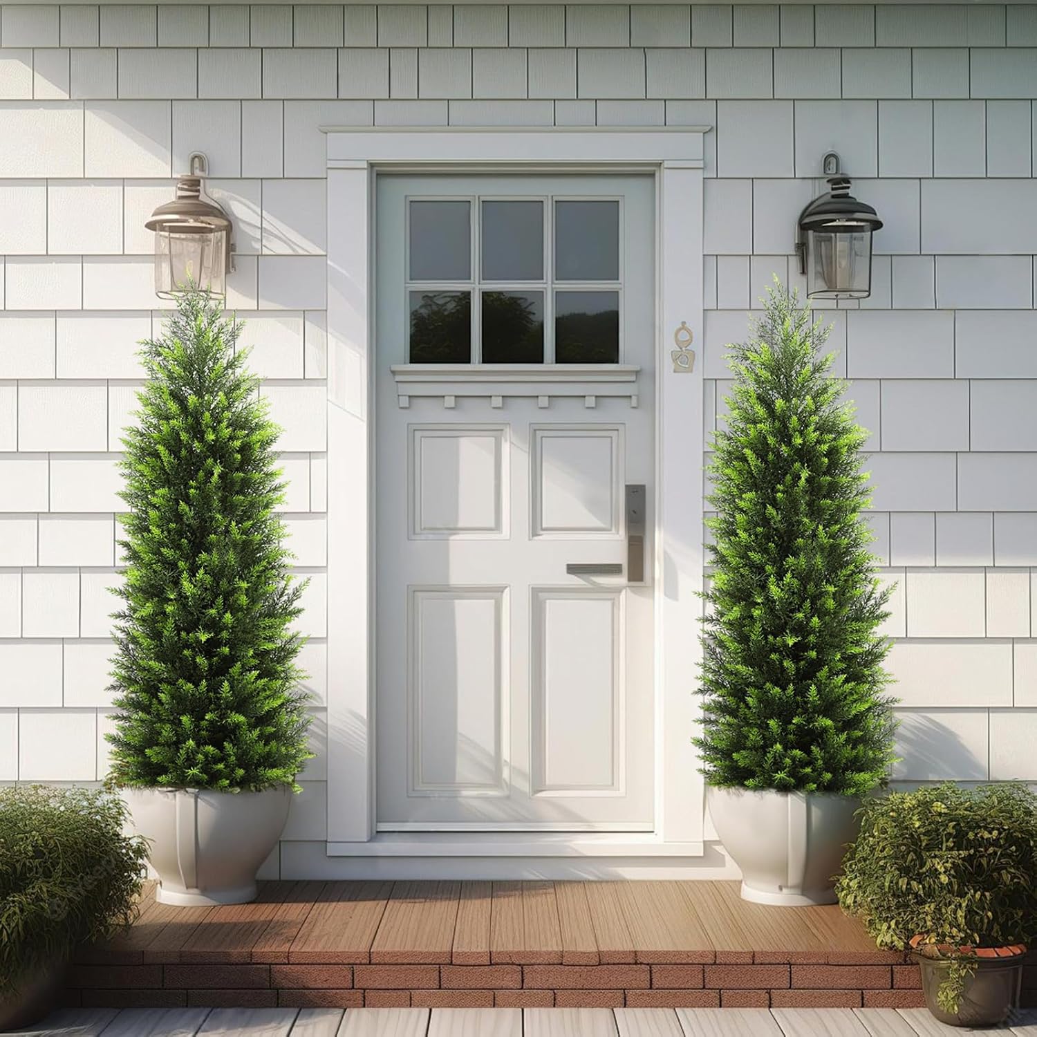 HMASYO 4FT Artificial Cedar Topiary Trees Set of 2