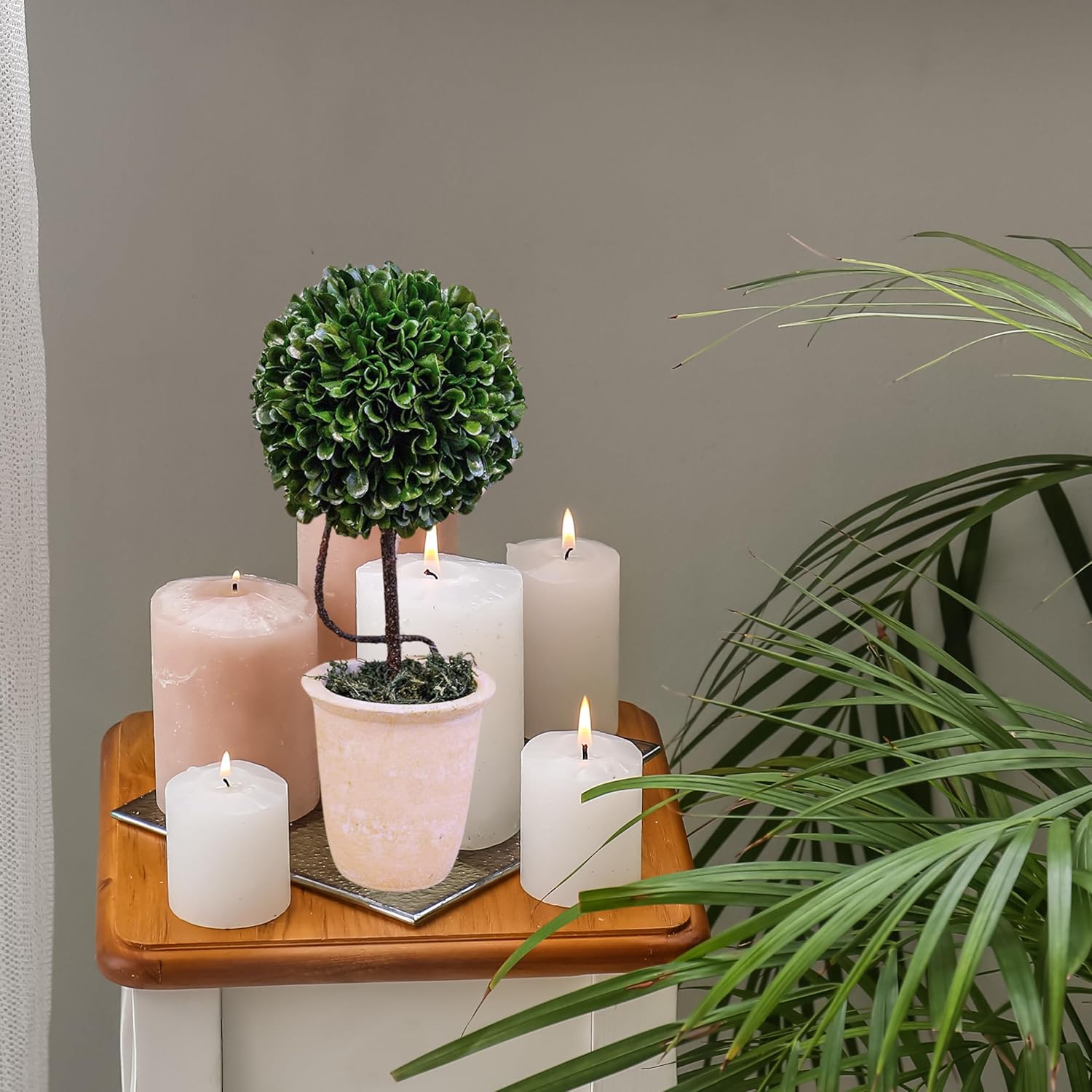 Admired By Nature 135 inch Artificial Boxwood Topiary Ball Potted Plant