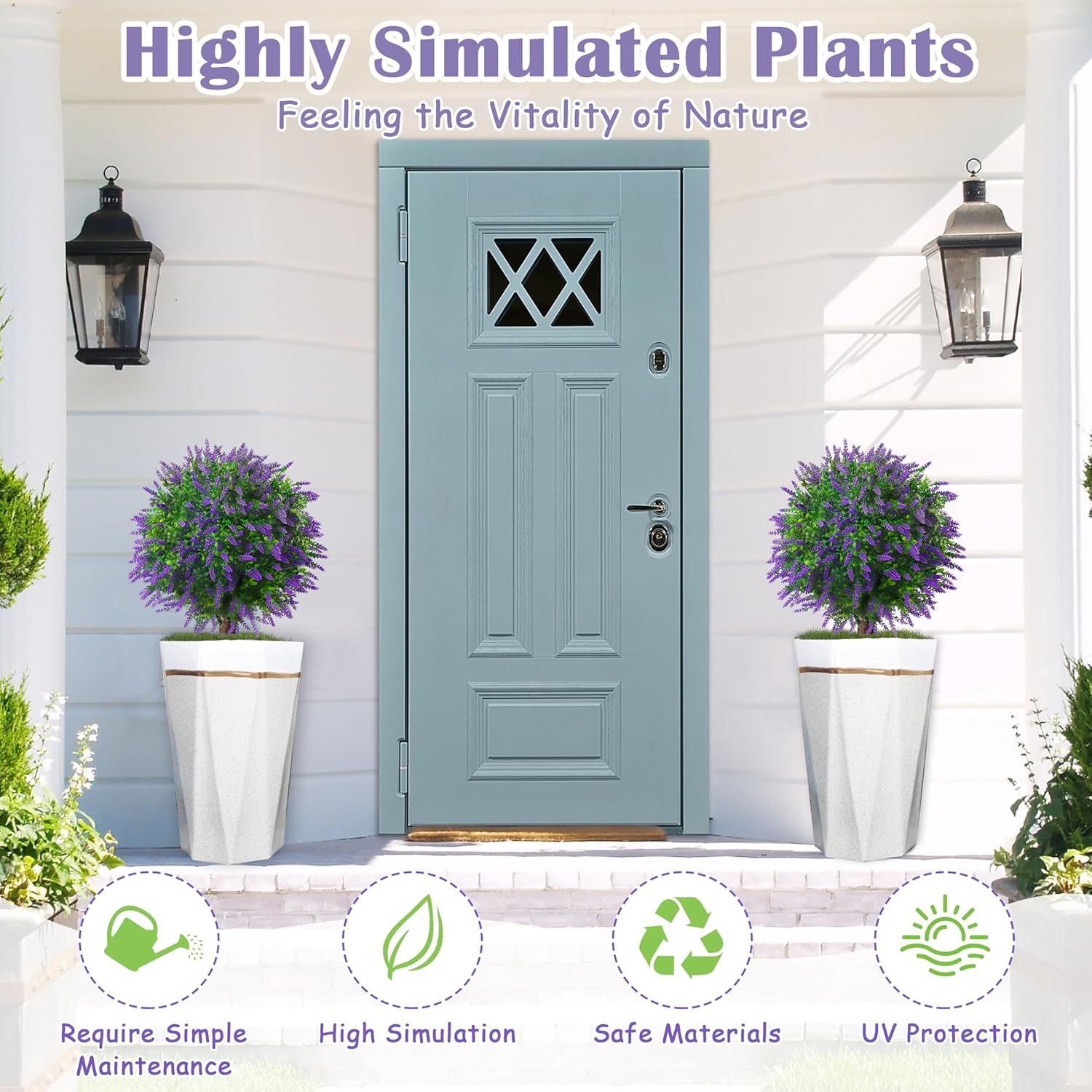 Sunnyglade 255 Inch Artificial Lavender Topiary Set of 2