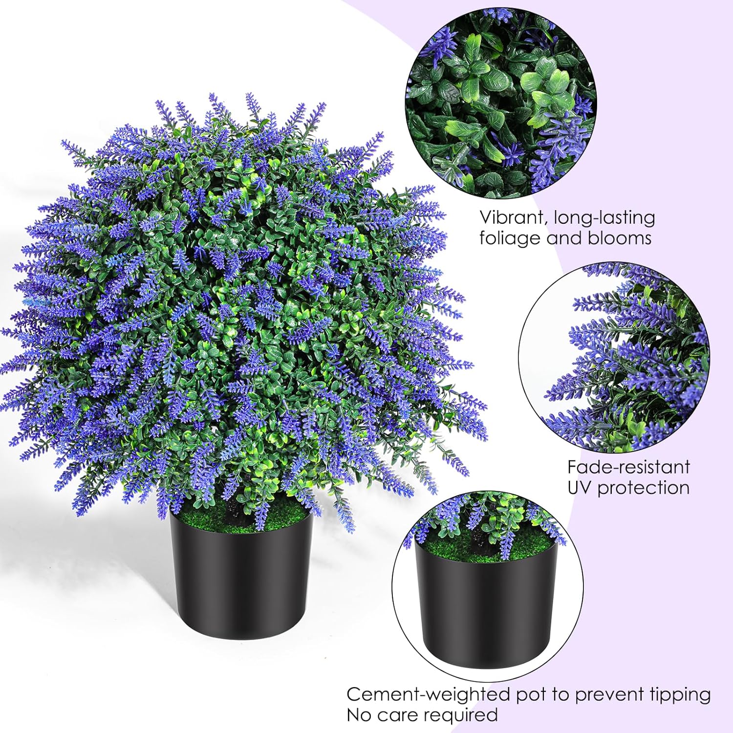 216 Inch Artificial Lavender Topiary Trees Set of 2