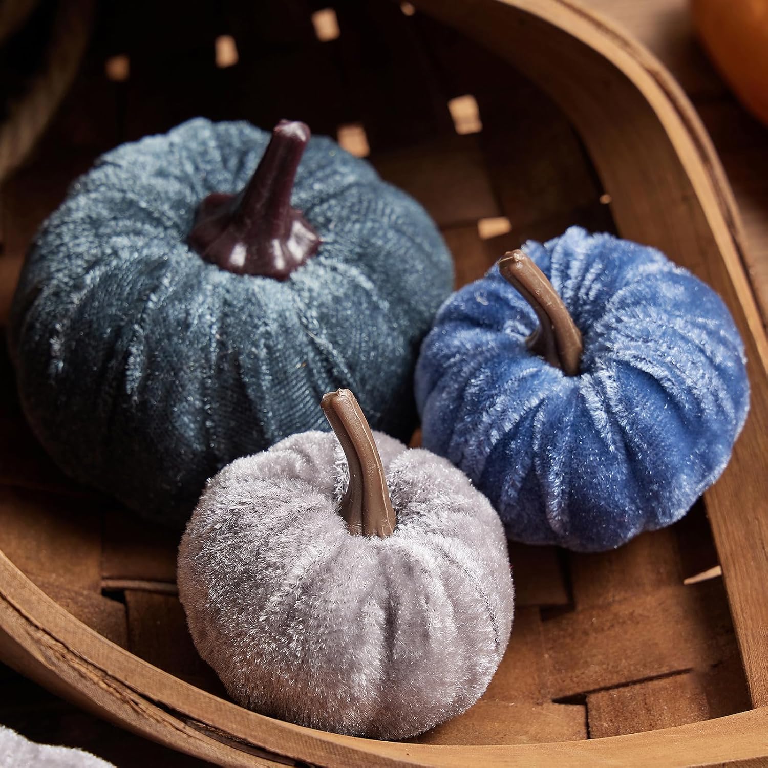 12Pcs Velvet Pumpkin Halloween Decorations Assorted 1