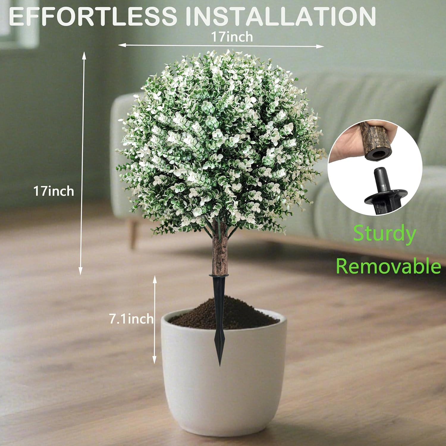 Realistic Artificial Topiary Ball Tree Set of 2
