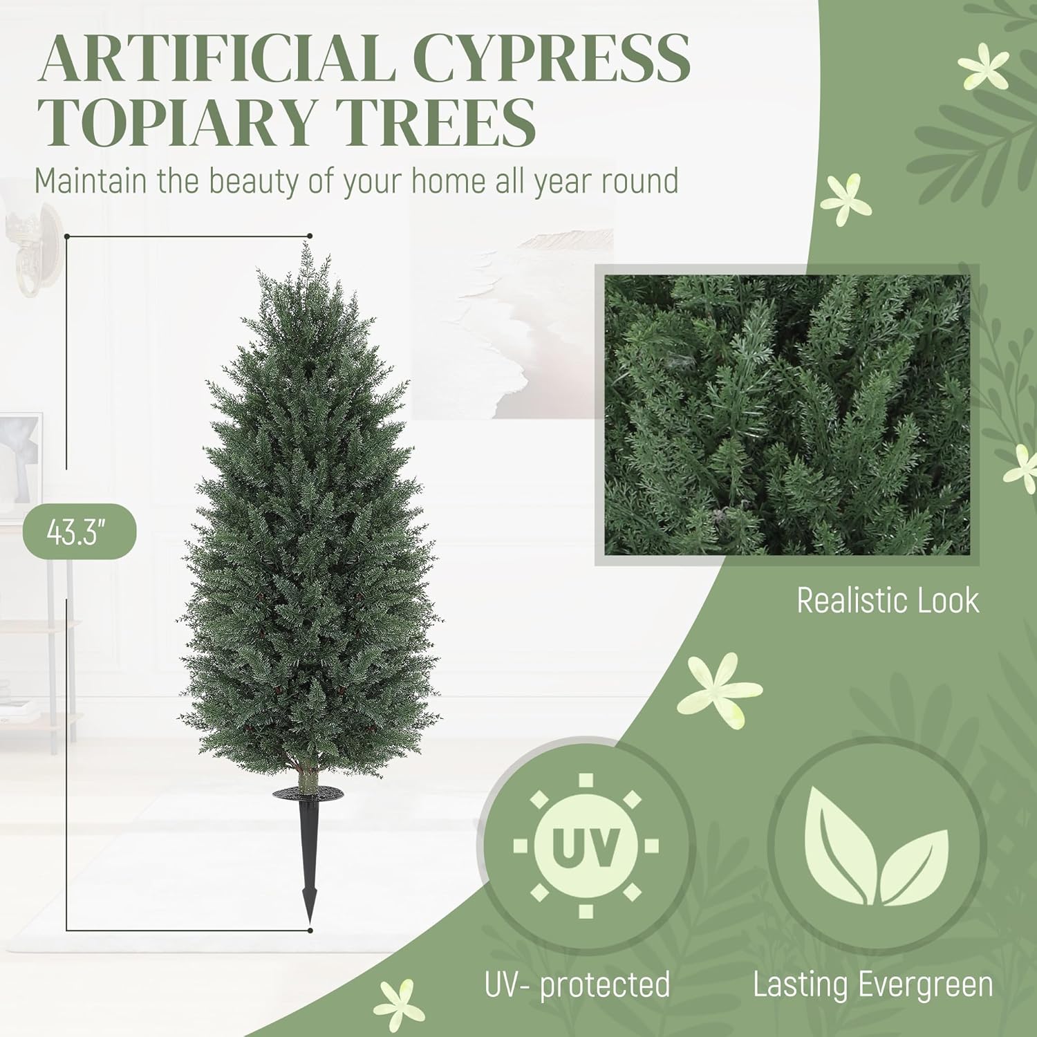HOMCOM 433 Inch Set of 2 Artificial Cedar Trees