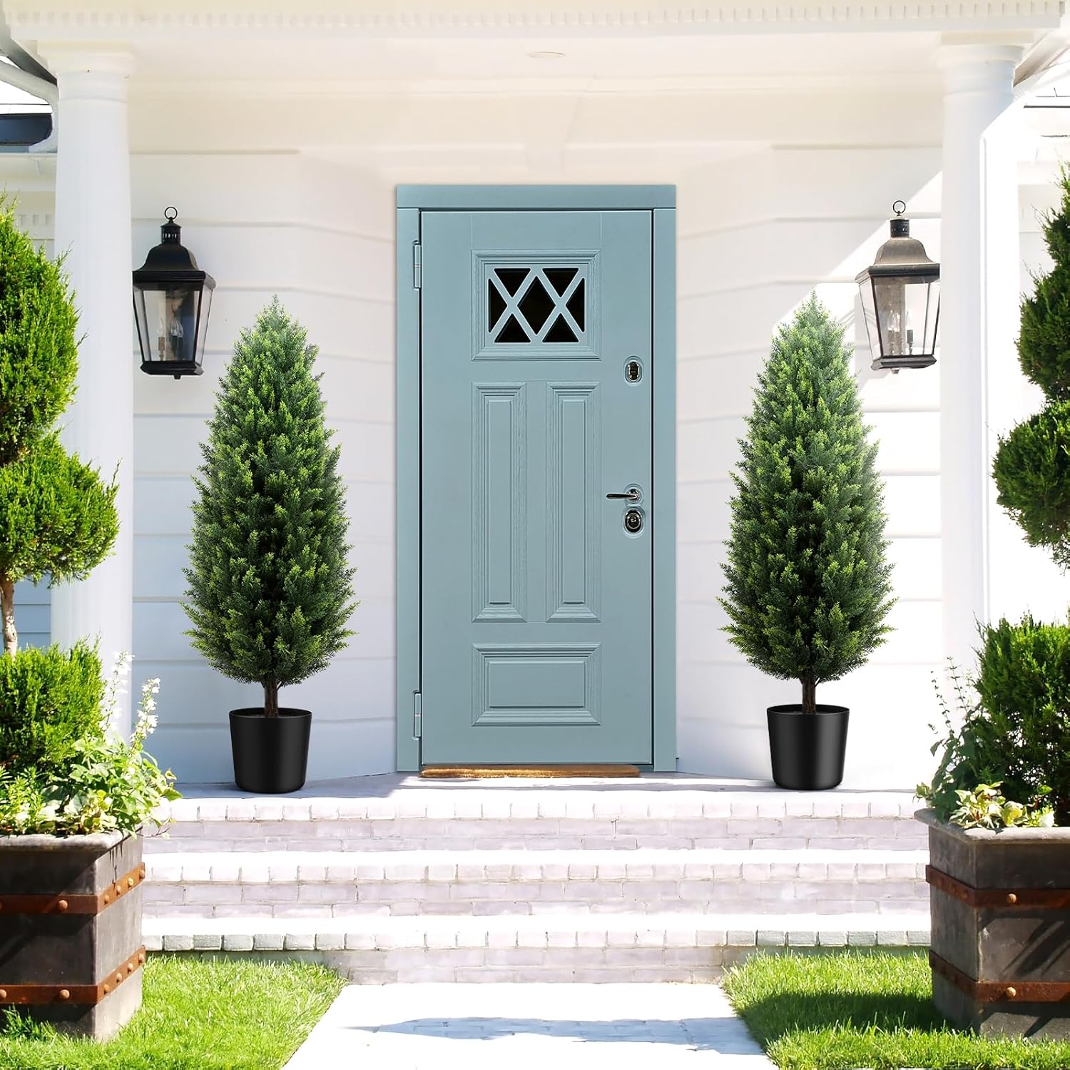 4FT Artificial Cedar Topiary Trees 2 Pack