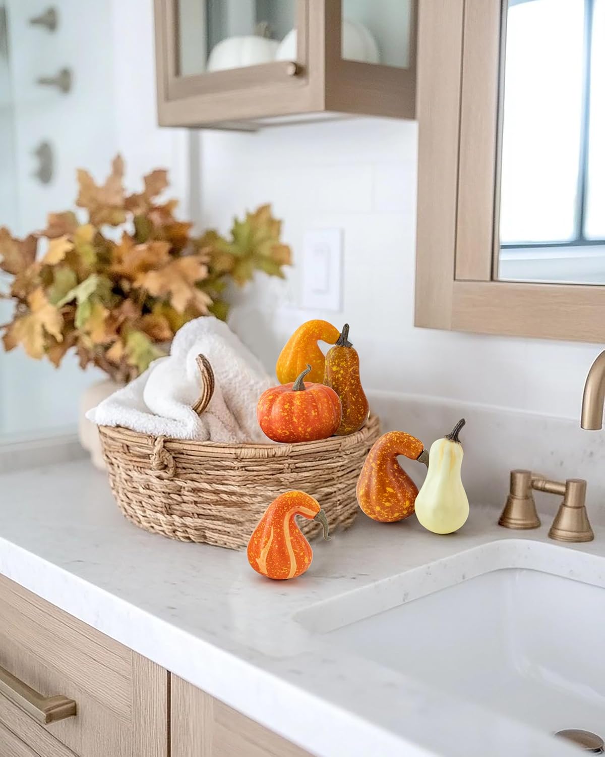 18PCS Artificial Fall Pumpkins Decor Set