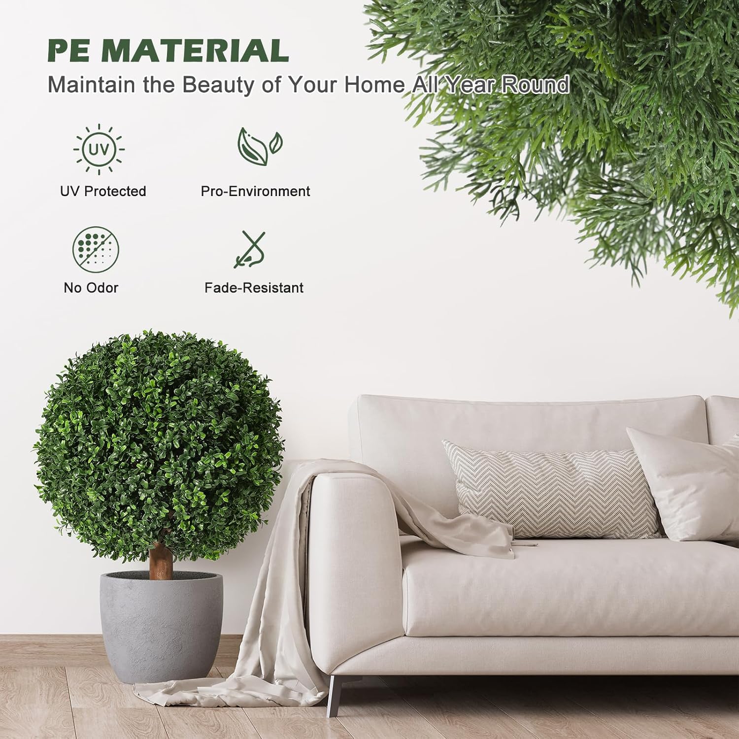 GarveeHome 24 Inch Artificial Topiary Boxwood Ball Set of 2