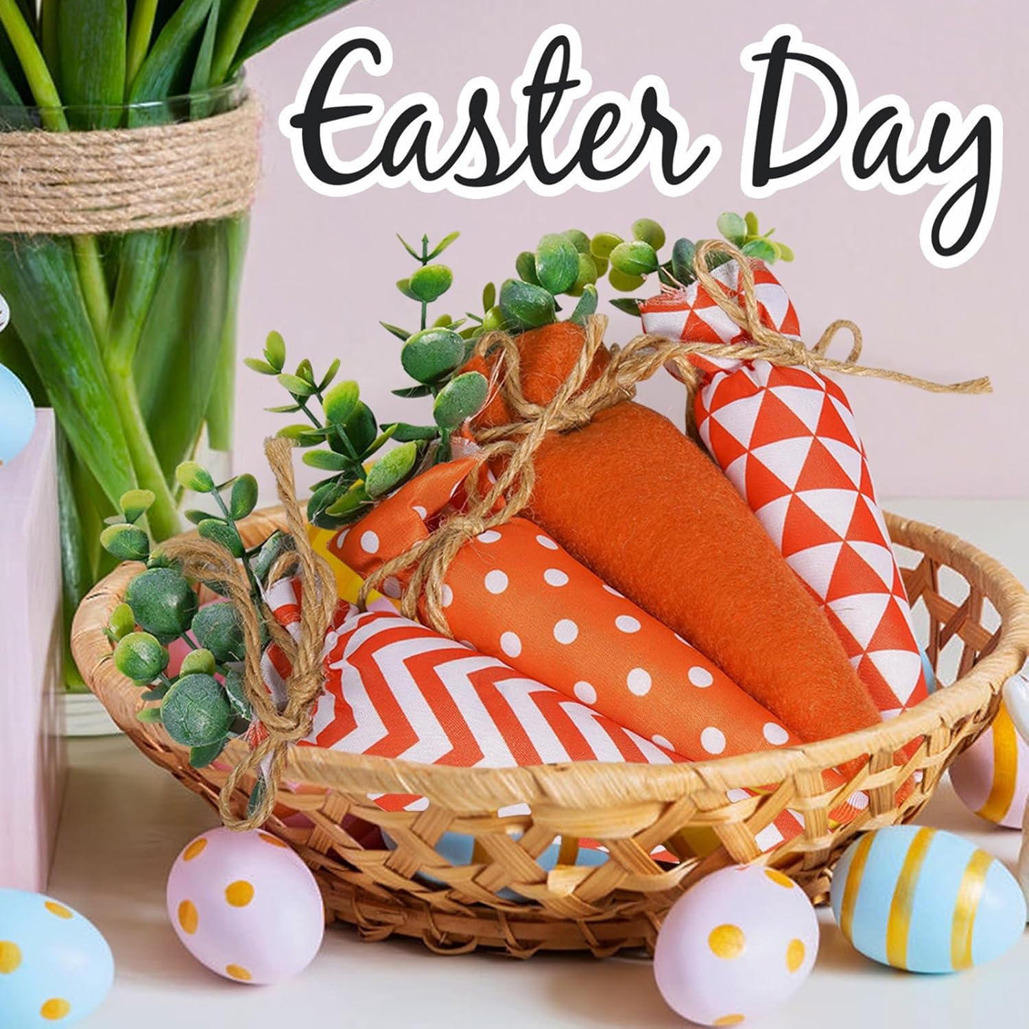 BEIJIALY 4 Pack Easter Fabric Carrots for DIY Decor