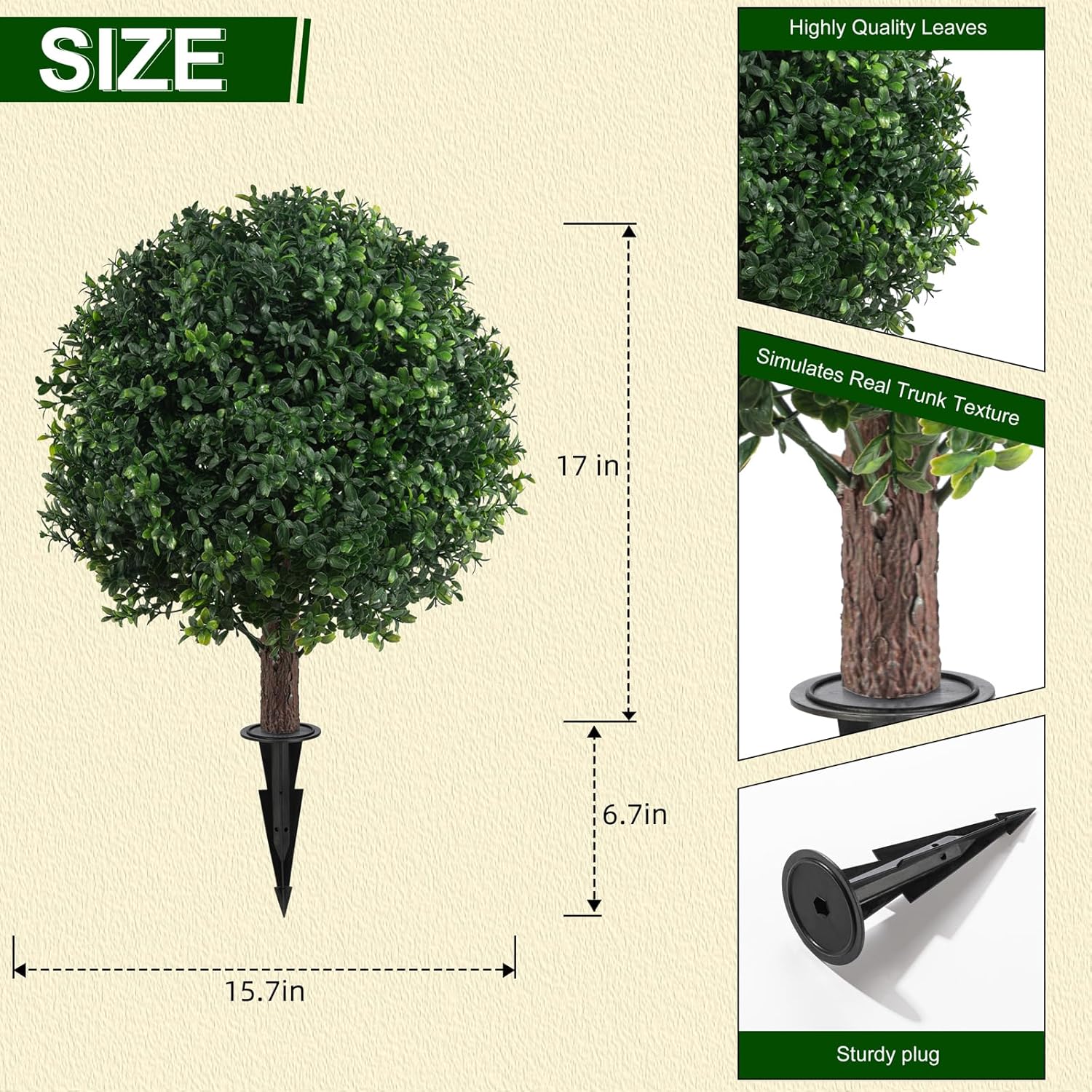 23 inch Artificial Boxwood Topiary Trees 2 Pack