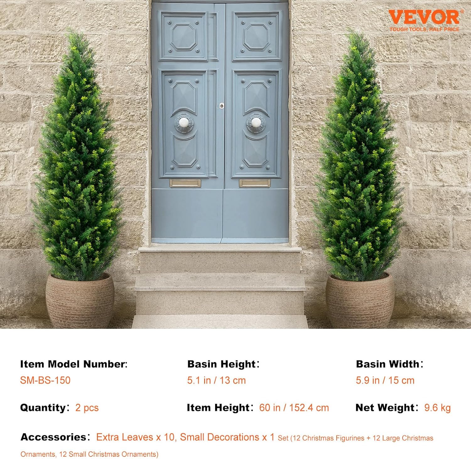 VEVOR Artificial Cedar Topiary Tree 60 inch 2 Pack