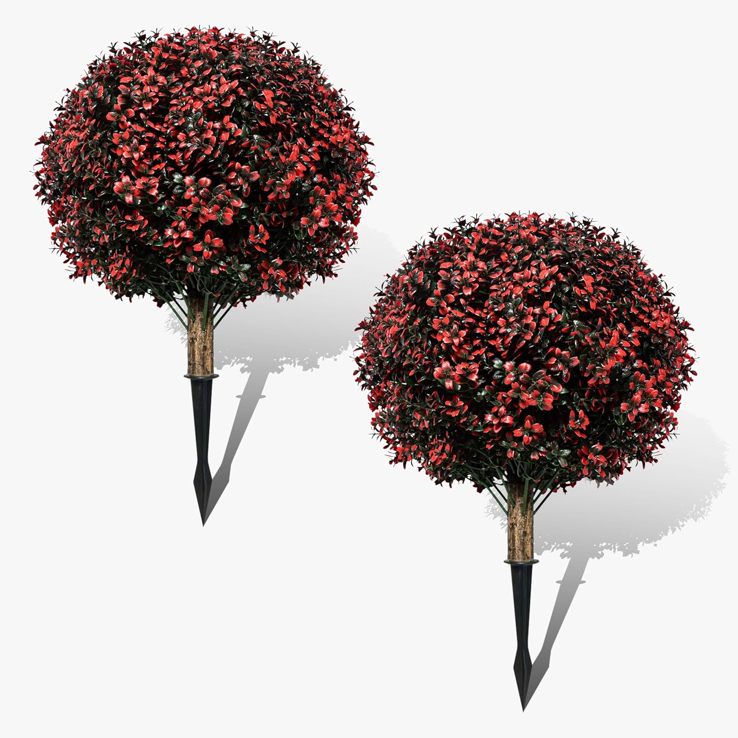 Set of 2 Artificial Topiary Boxwood Trees 245 Tall