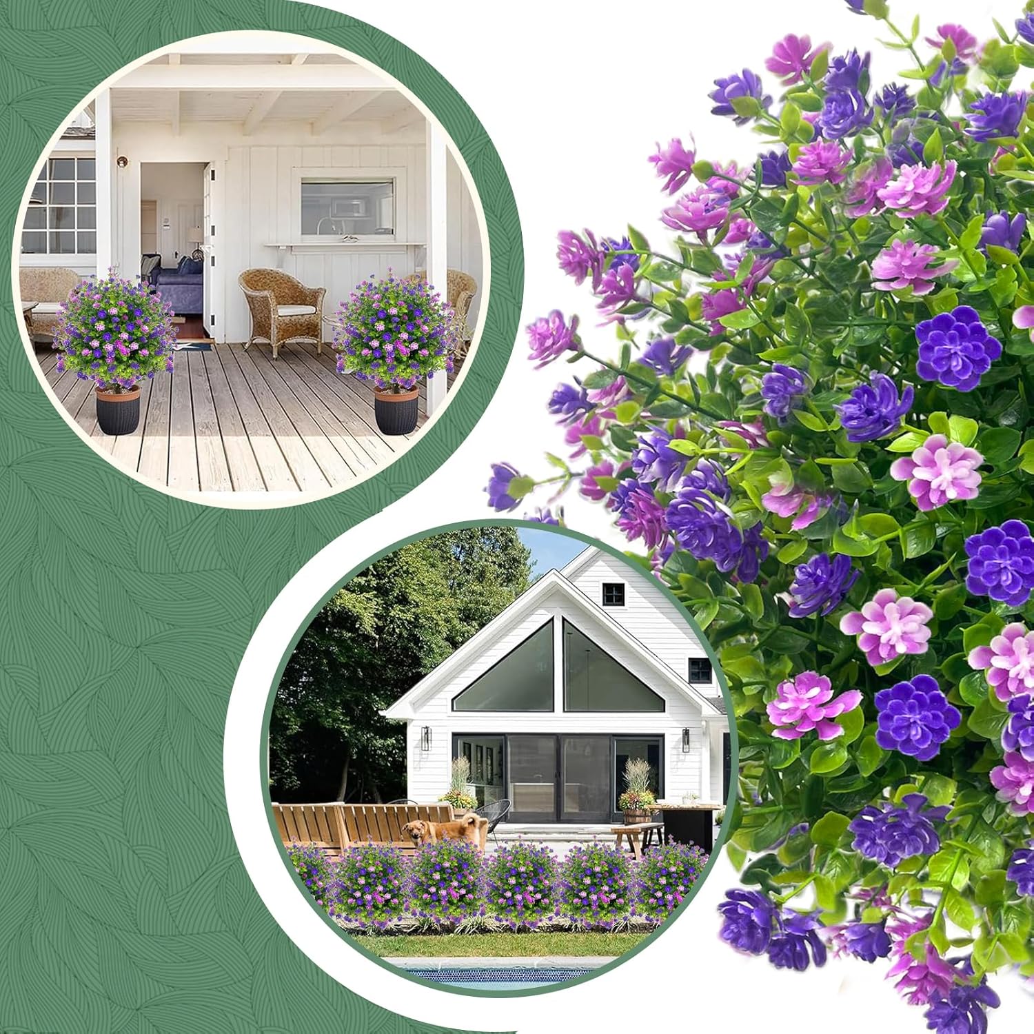 2 Pack Artificial Boxwood Topiary Ball Trees Purple