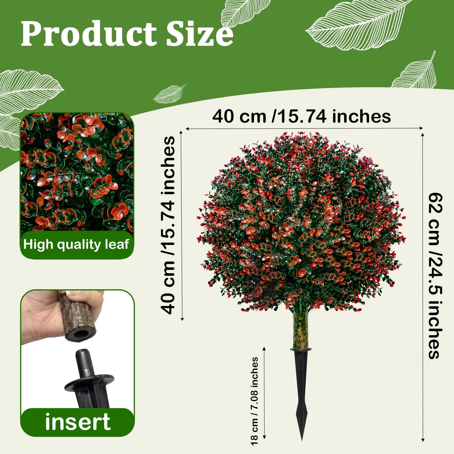 YUGYUM Set of 2 Artificial Boxwood Topiary Trees