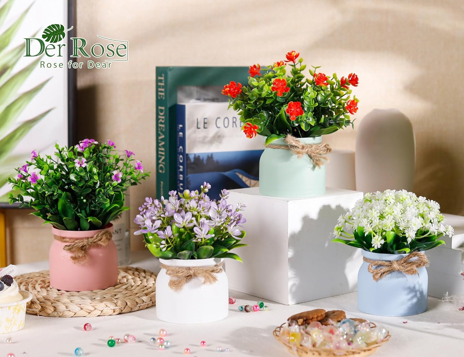 Der Rose 4 Pack Artificial Plants Indoor Decor