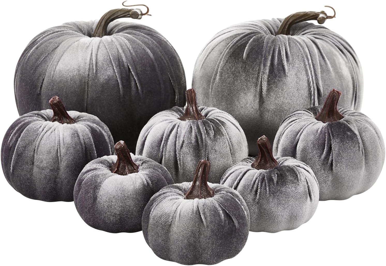 8PCS Velvet Pumpkins Artificial Decor for Halloween Thanksgiving