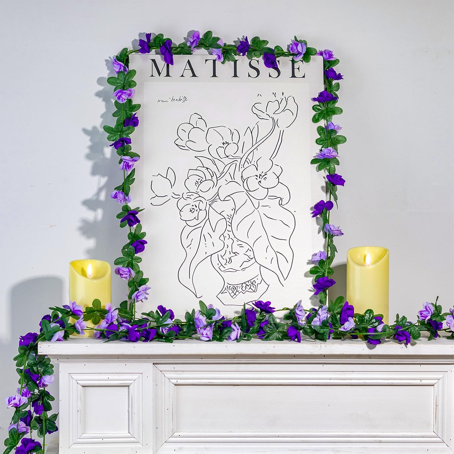 5Pcs 41FT Artificial Purple Rose Garland for Decor