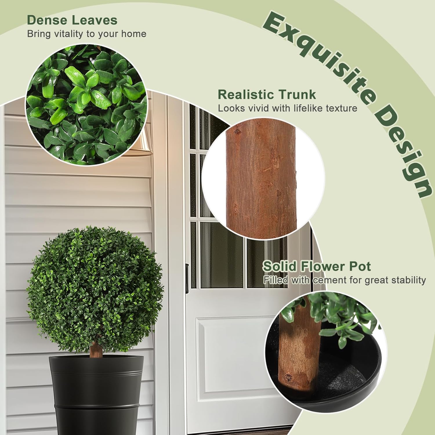 GarveeHome 24 Inch Artificial Topiary Boxwood Ball Set of 2