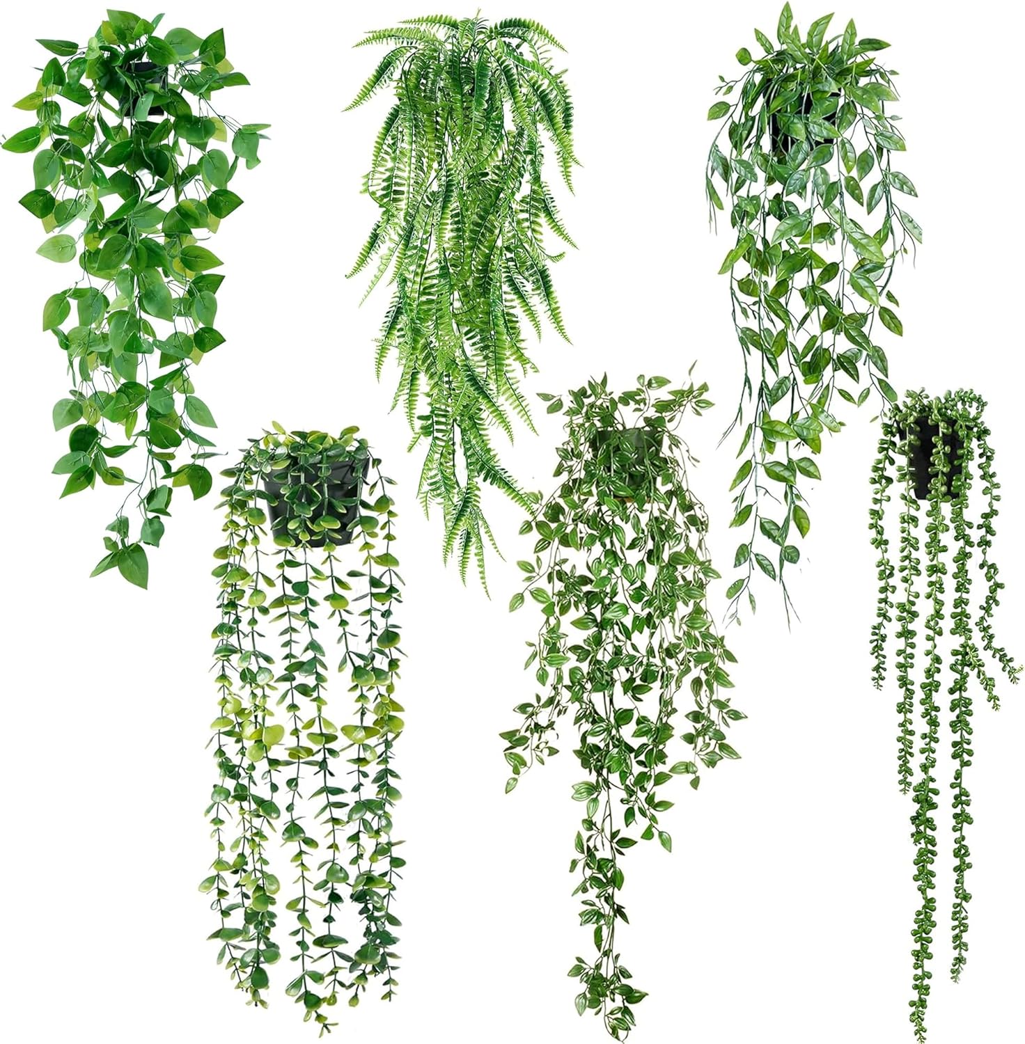 Sggvecsy 6 Pack Artificial Hanging Plants for Home Decor