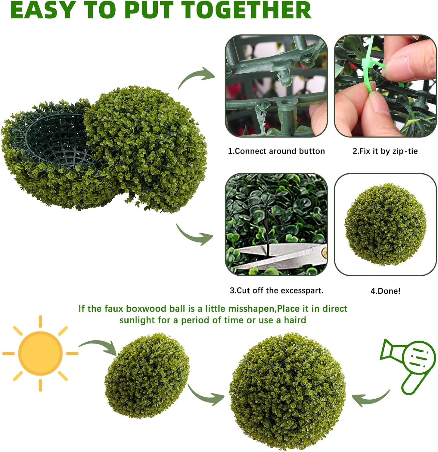 Garvee Artificial Topiary Balls 21 Inch 2 Pcs