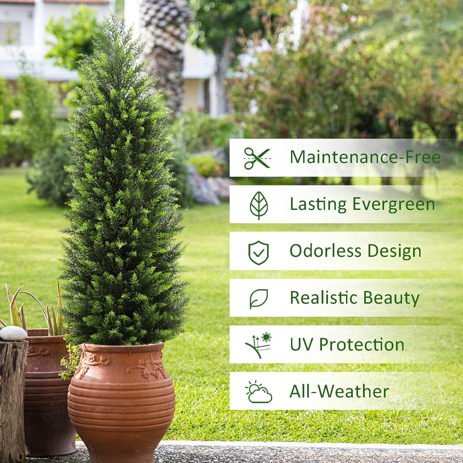 HMASYO 4FT Artificial Cedar Topiary Trees Set of 2