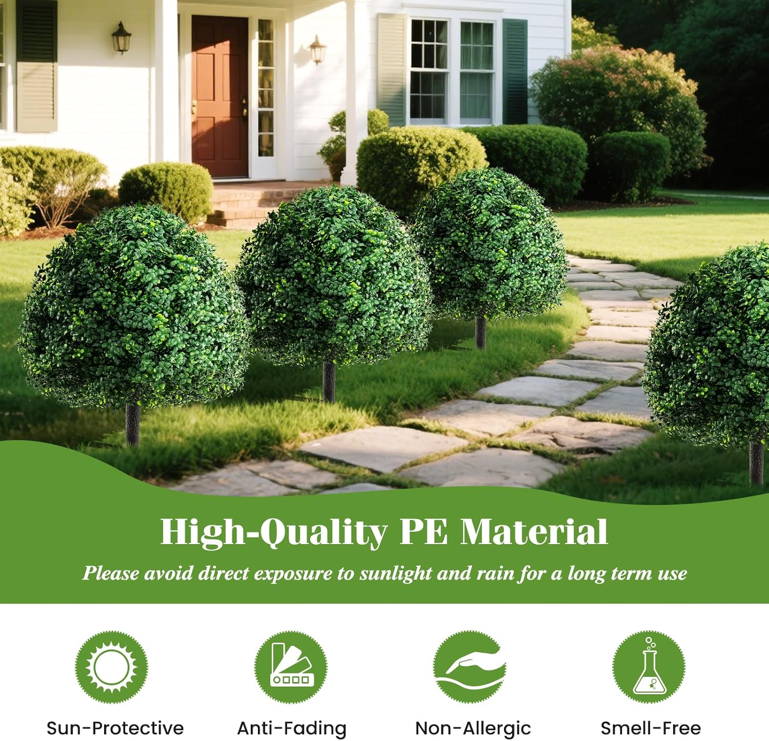 Goplus 28 Inches Artificial Boxwood Topiary Set 2 Pack