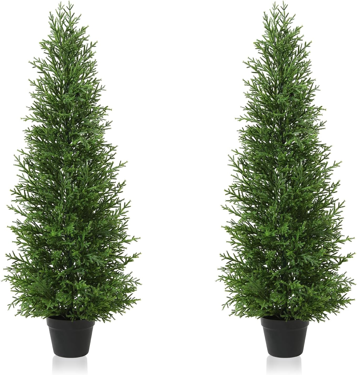 Artificial Cedar Topiary Trees Set of 2 4FT Indoor Outdoor