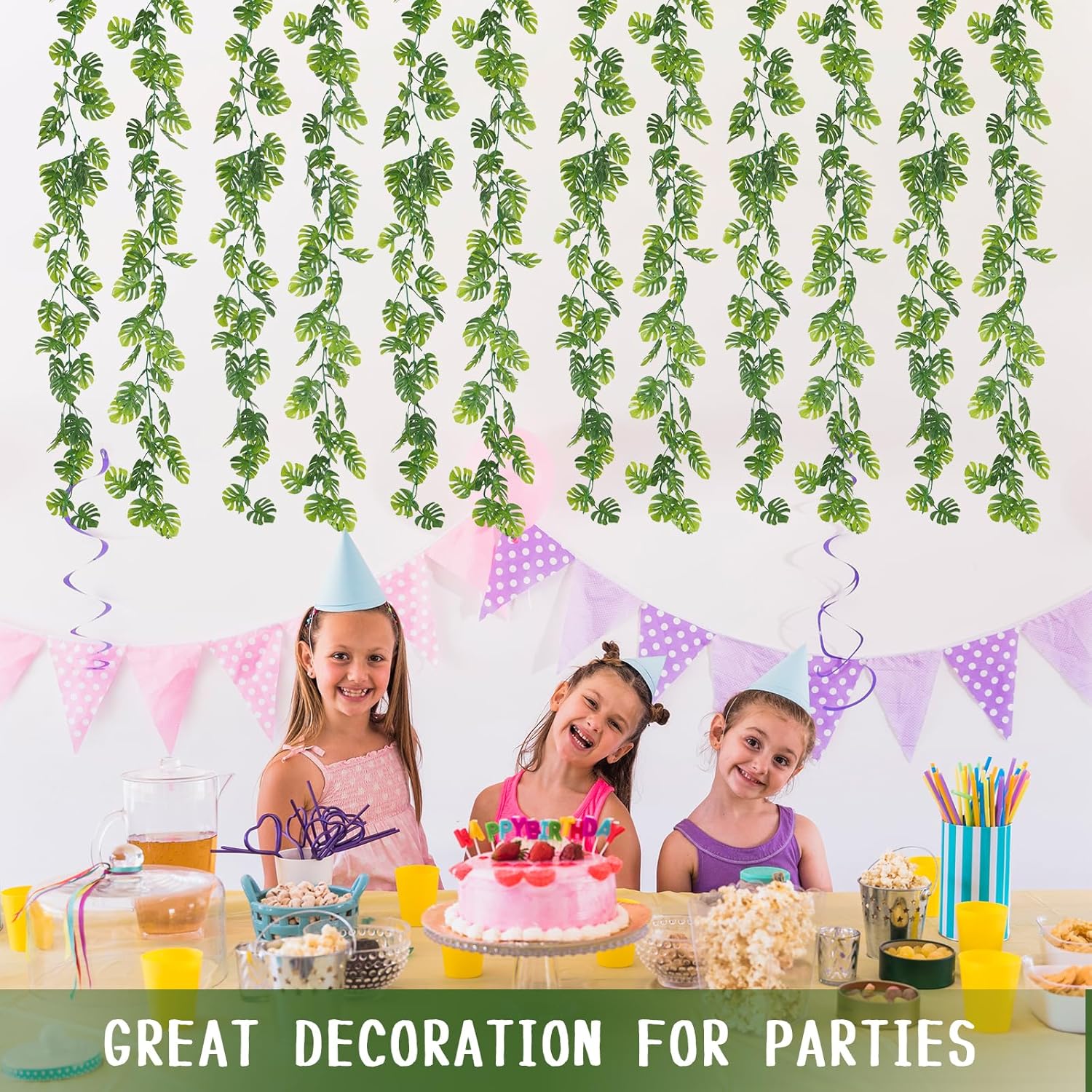 Dolicer 4Pcs Artificial Monstera Leaf Vines Hanging Garland