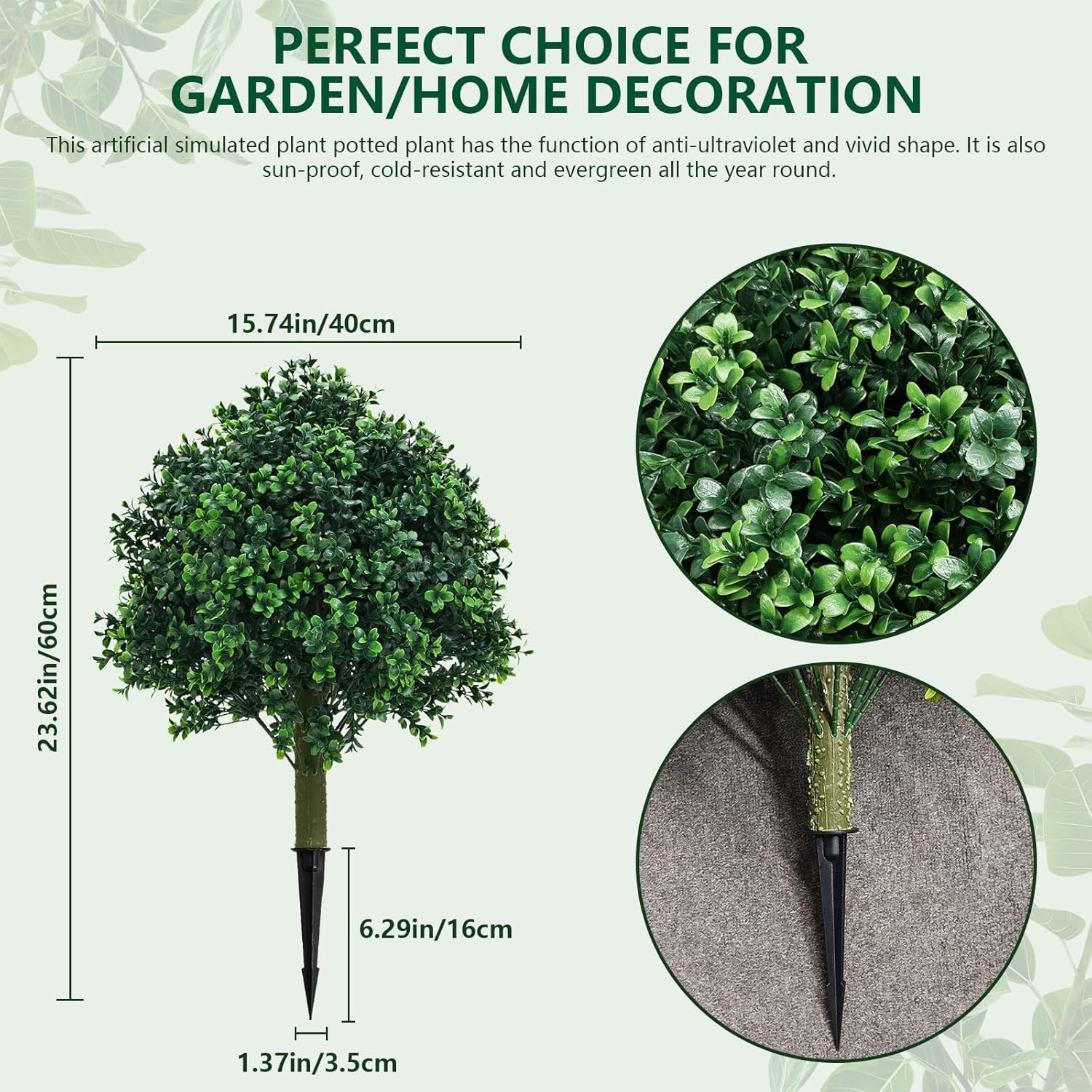 UNADRA Fake Bushes Artificial Shrubs Set UV Resistant 236 Inch Faux Plants