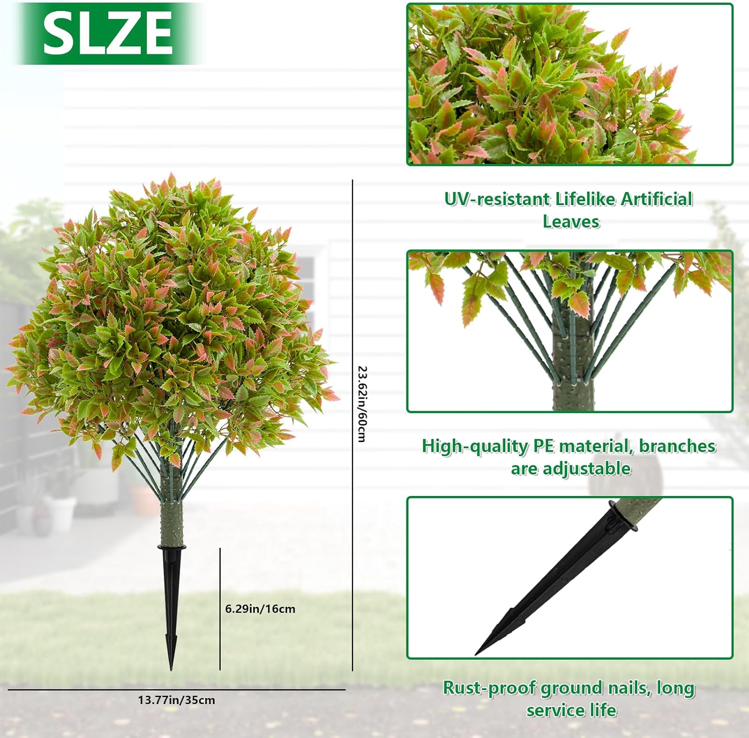 UNADRA Artificial Topiary Ball Plants Set of 2 236 Inch Height
