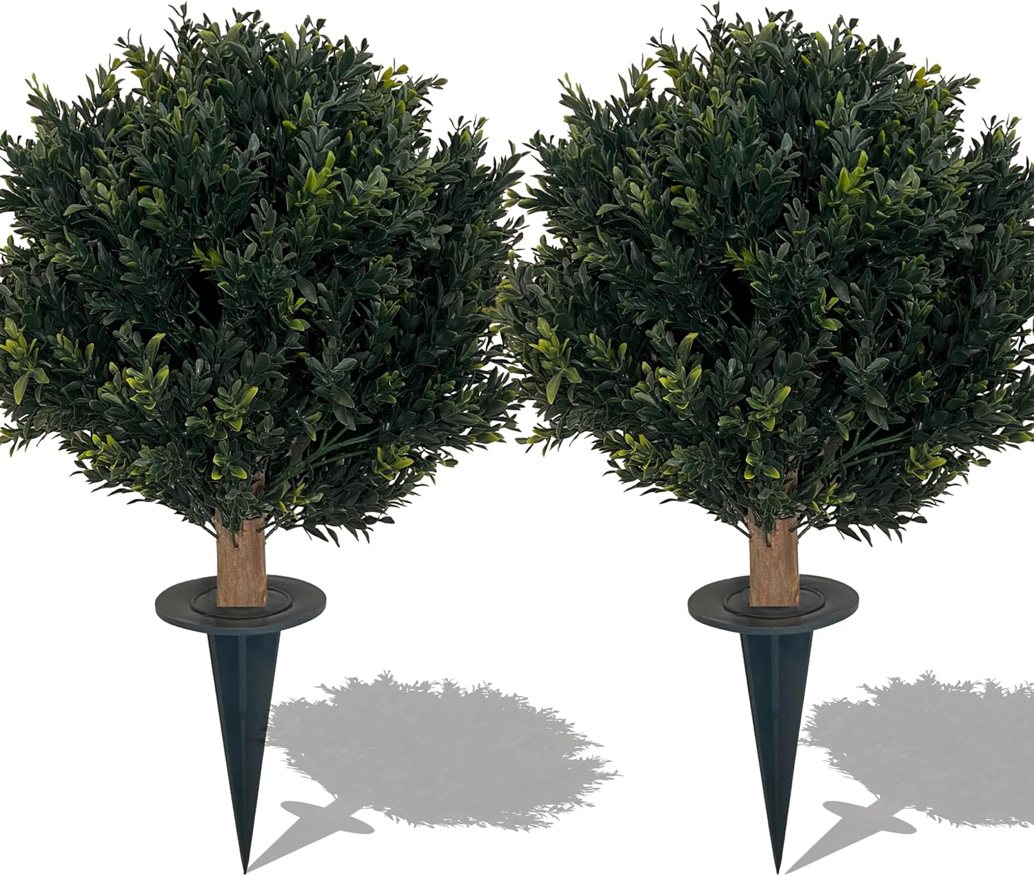 Artificial Boxwood Ball Bush 27 Inch UV Resistant with Spike 2 Pack