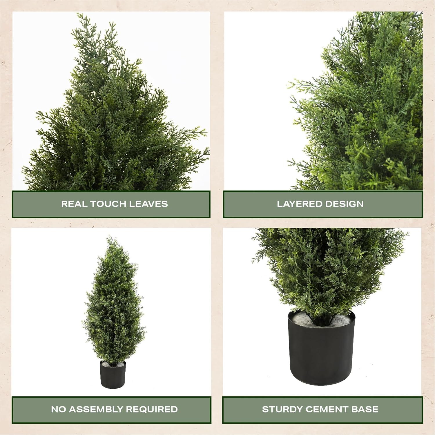 VARD HOME Artificial Topiary Cedar Trees 3ft 2pk