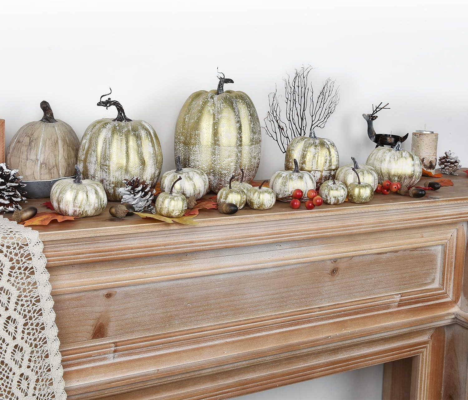 DearHouse 14PCS Artificial Pumpkins Fall Decor Set