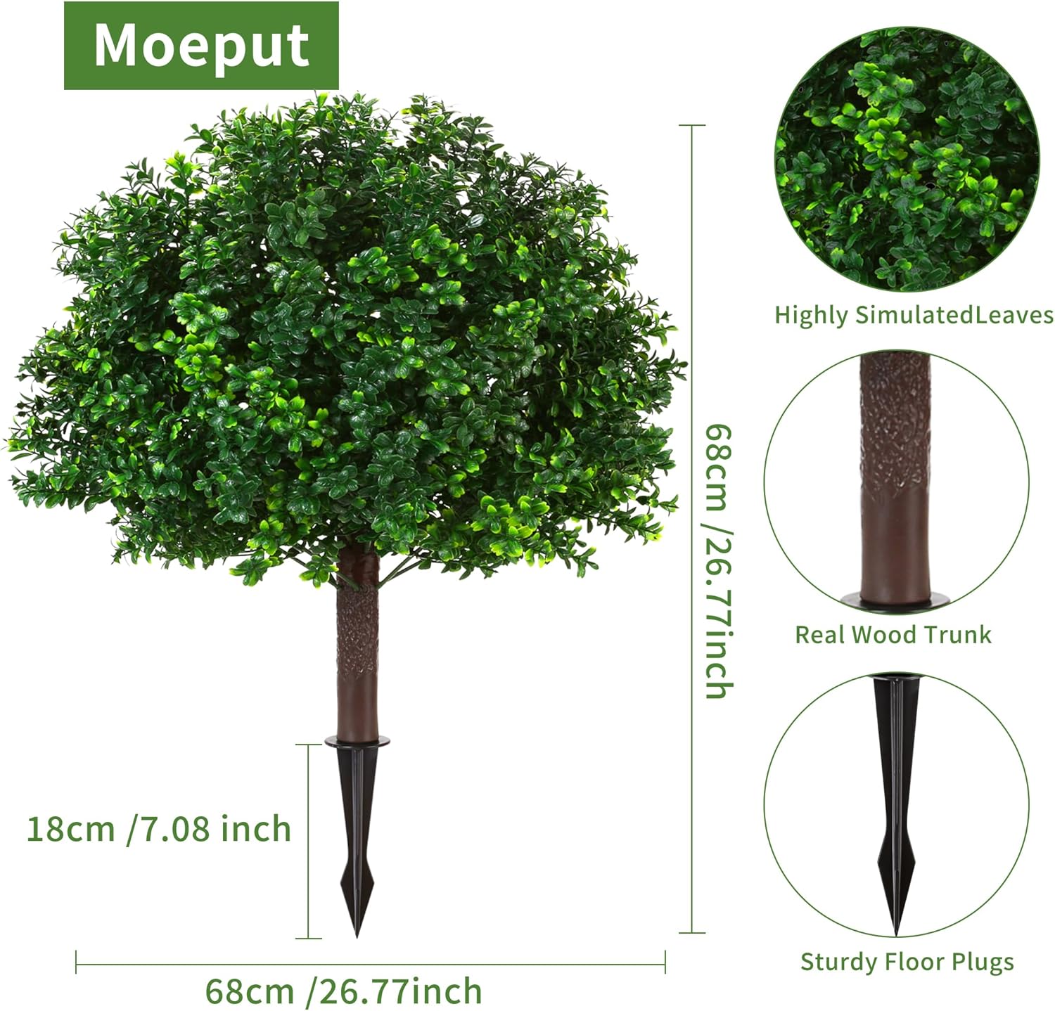Moeput Artificial Boxwood Topiary Ball Trees Set of 2